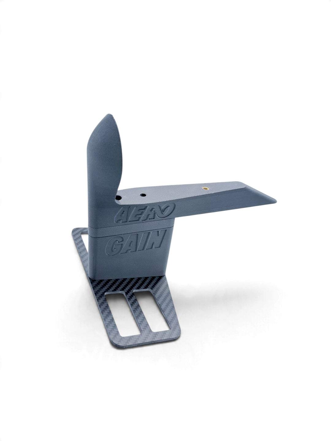 AeroGain Aero BTA spacer on the 3 mm carbon fibre plate with the 10 mm height spacers fitted underneath, raising the nose-cone and arm