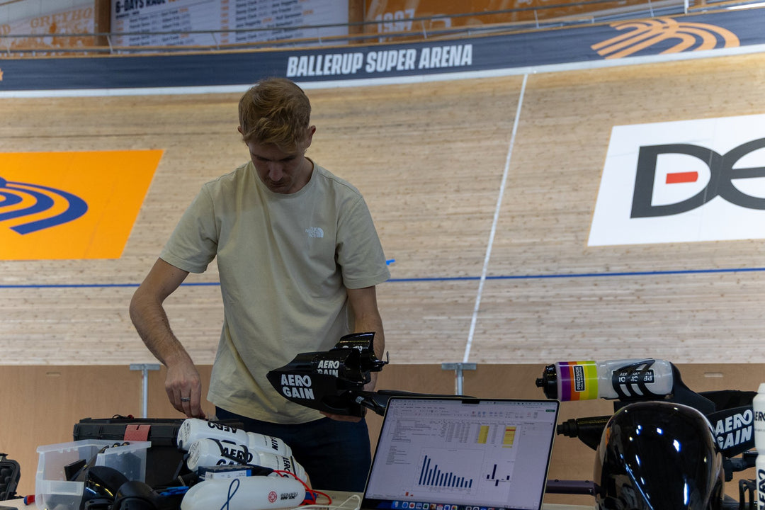 Tester reading the run data at the trackside