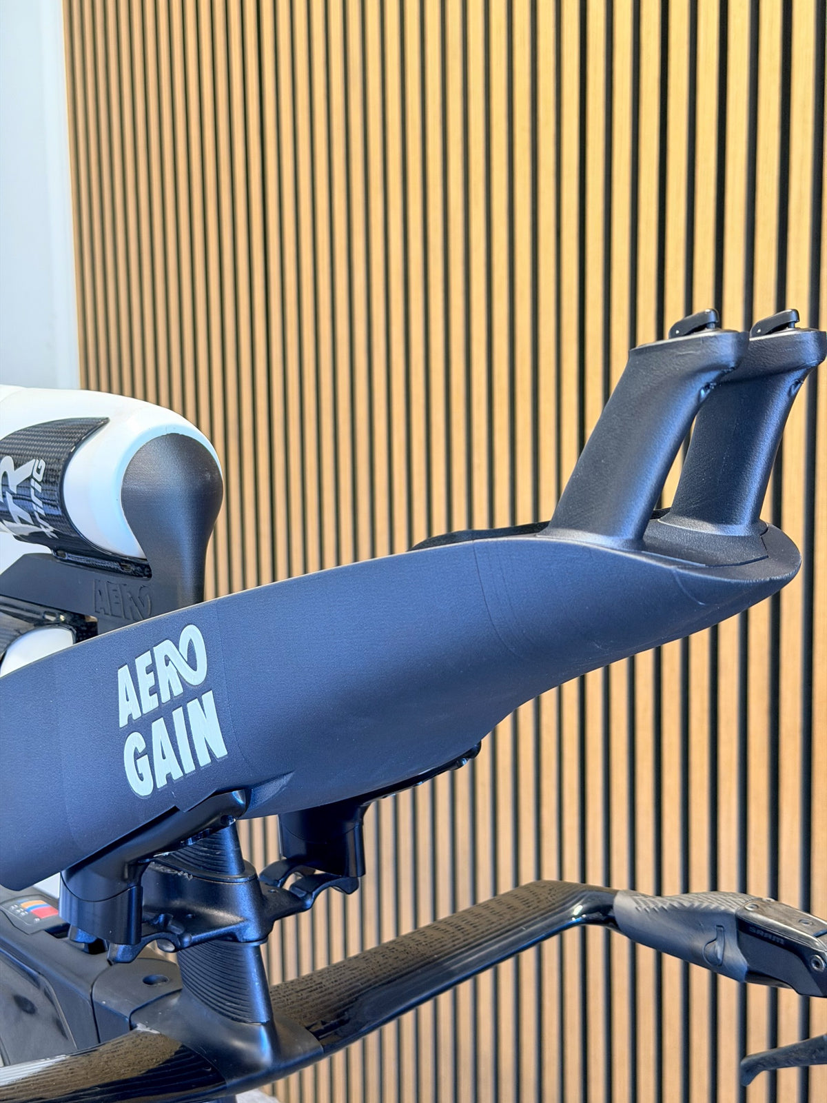 Aero Cockpit bolted to the spacer towers of a Scott TT bike, seen from the side